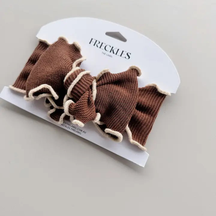 Knit Frill Baby Headband | Chocolate/Oat