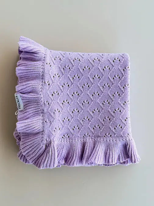 Mila Pointelle Frill Blanket | Aster