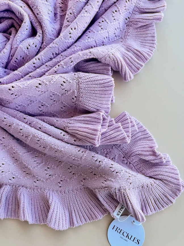 Mila Pointelle Frill Blanket | Aster