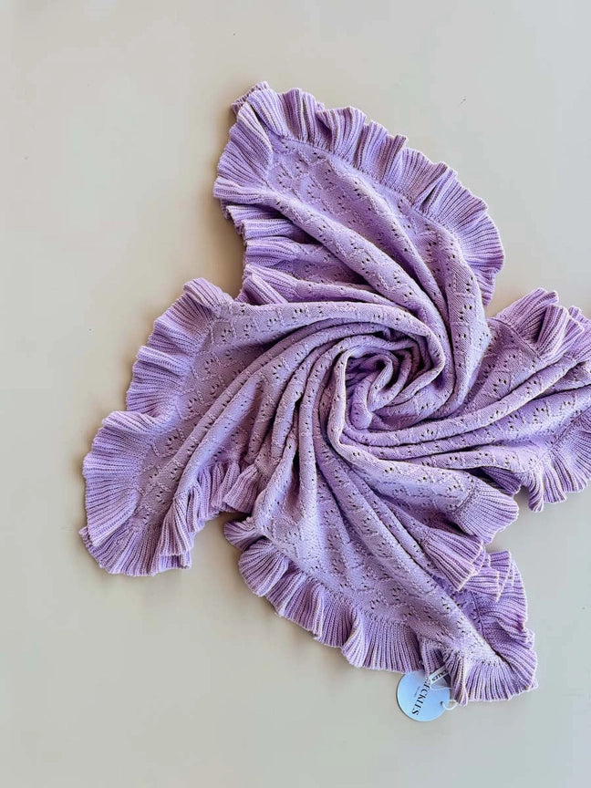 Mila Pointelle Frill Blanket | Aster