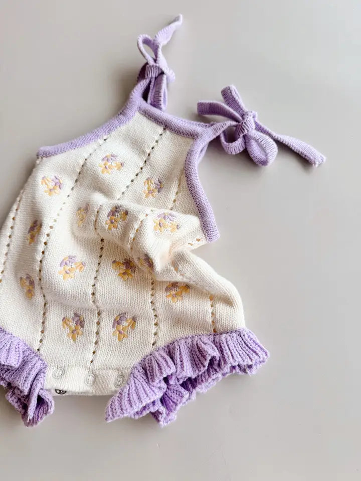 Bloom Pointelle Tie Romper | Aster