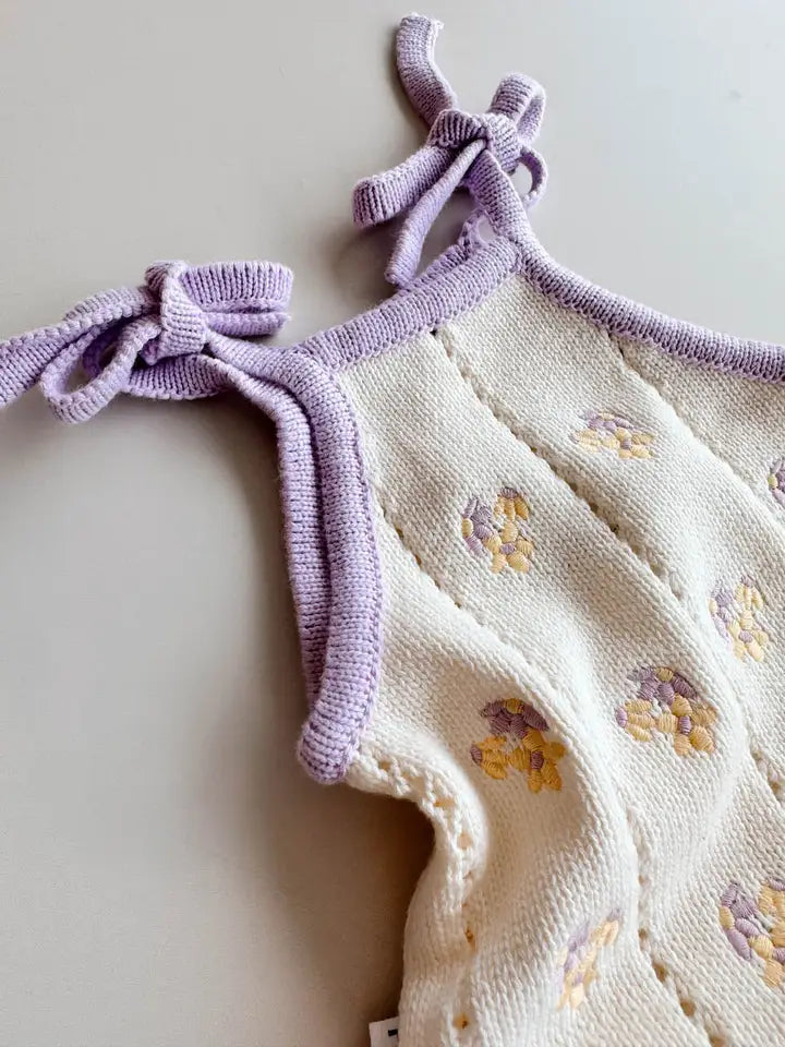 Bloom Pointelle Tie Romper | Aster