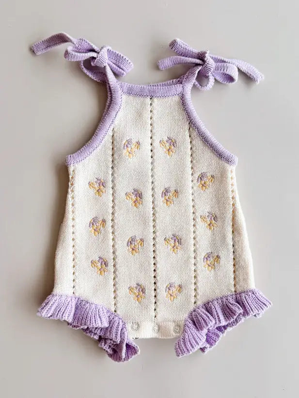 Bloom Pointelle Tie Romper | Aster