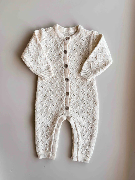 Mila Pointelle Full Romper | Snow