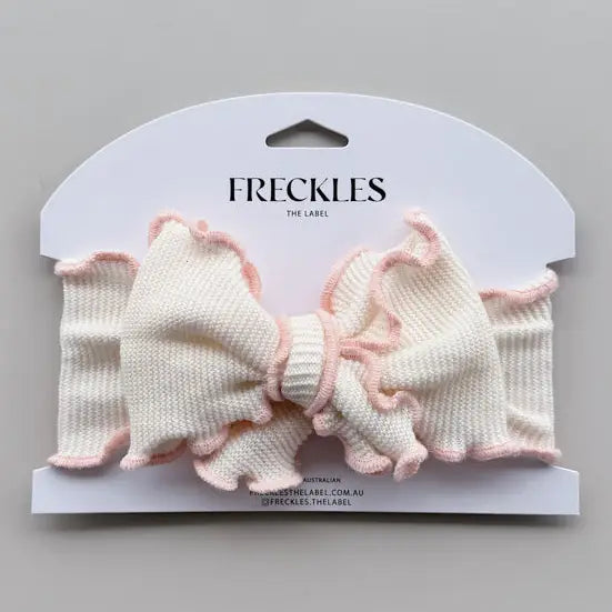 Knit Frill Baby Headband | Snow/Sweetpea