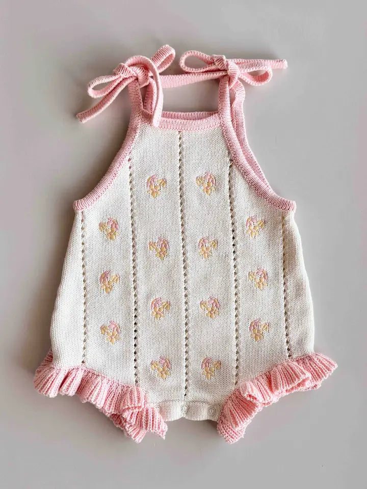 Bloom Pointelle Tie Romper | Cosmos