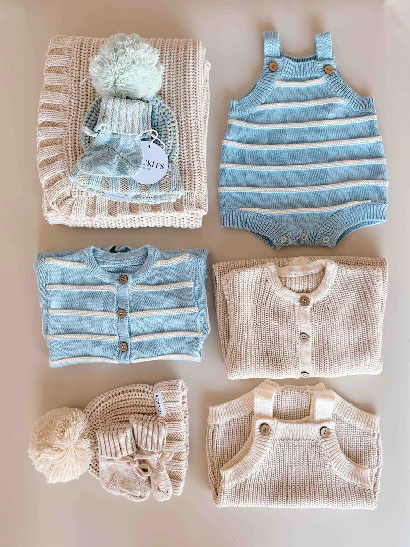 Raised Stripe Button Romper | Arctic