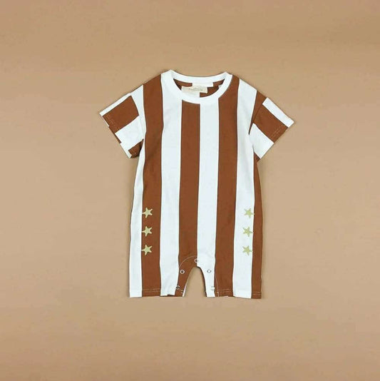 Freckly Ollie Boone Stripe Romper | Star Embroidery