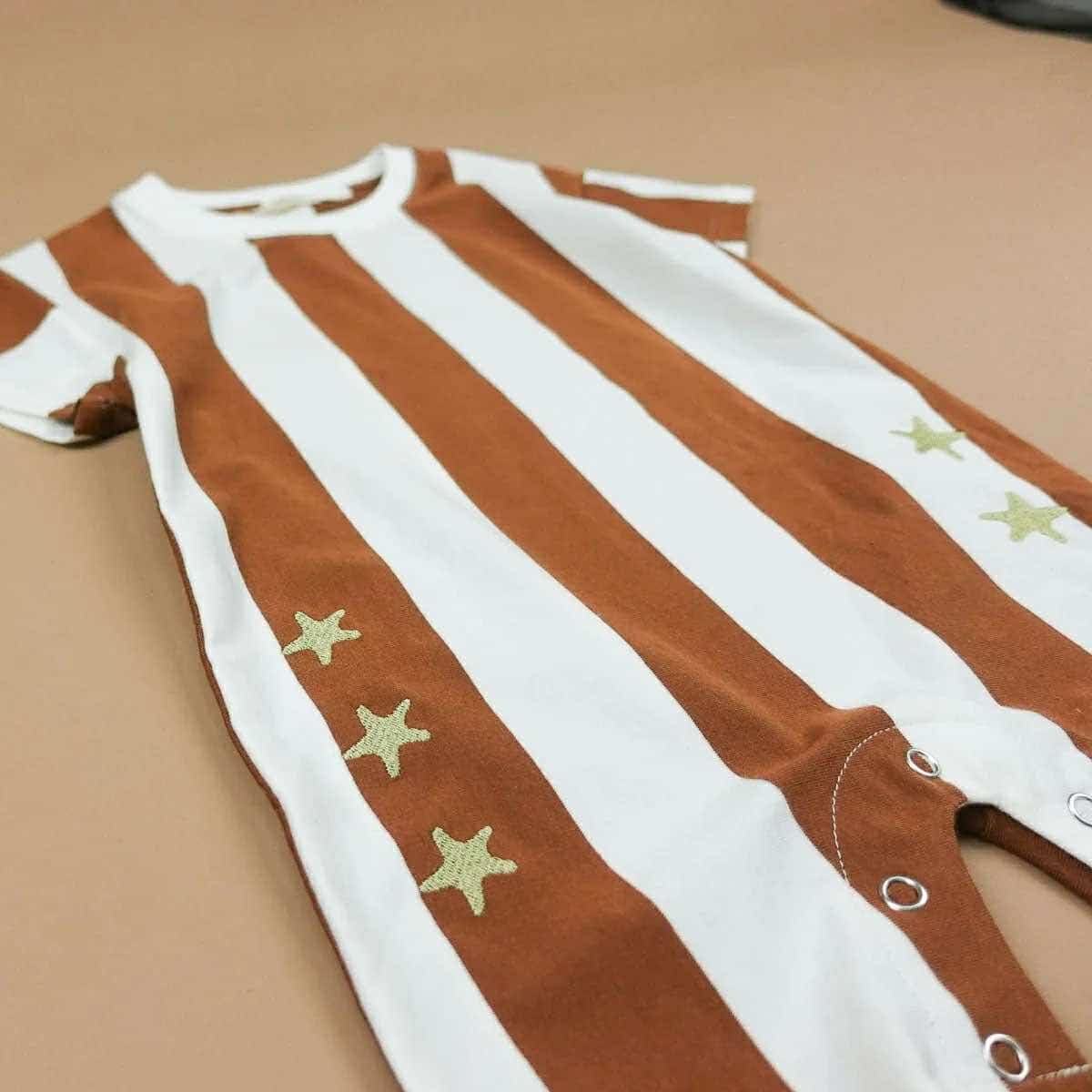 Freckly Ollie Boone Stripe Romper | Star Embroidery