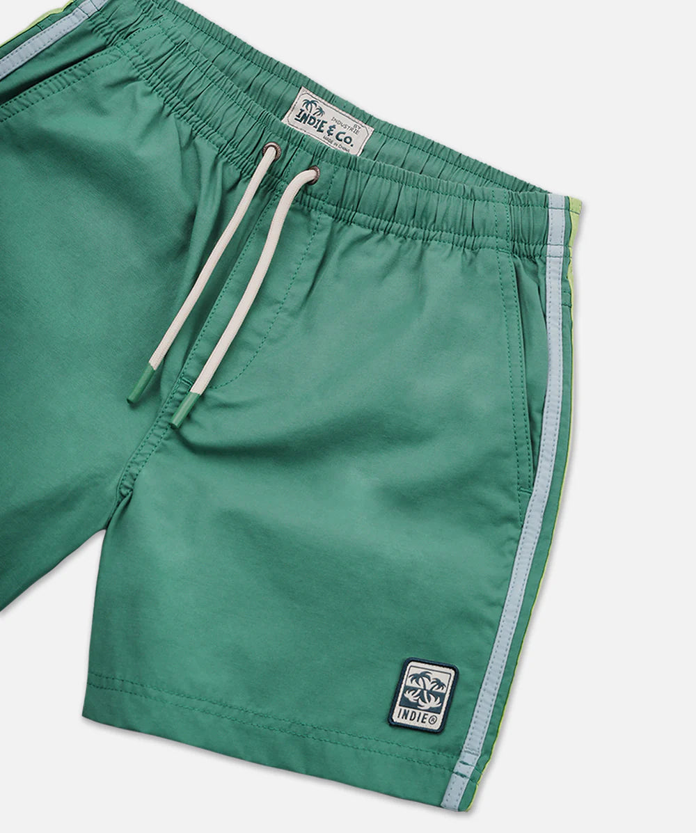 Indie Kids - The All Day Stripe Swim Trunk - Green