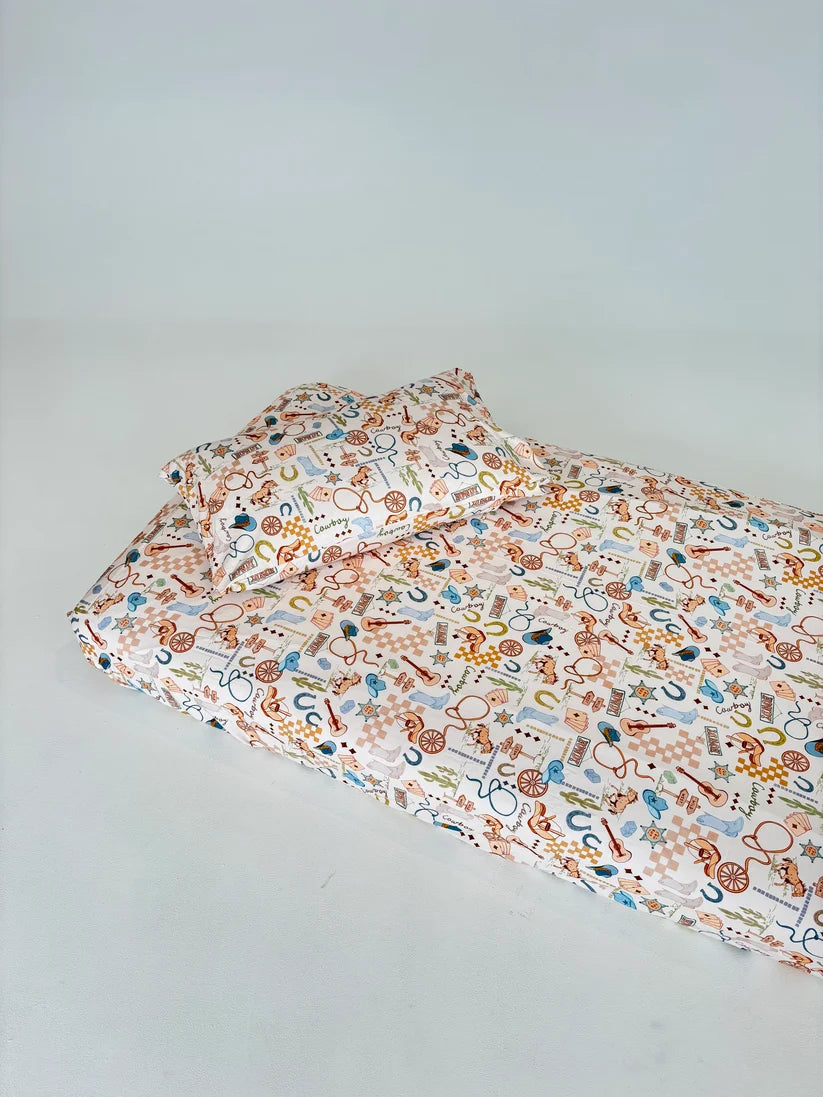 Single Wild West fitted sheet + pillow slip