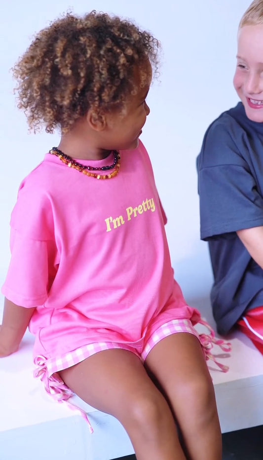I'm Pretty Tee - Pink & Yellow