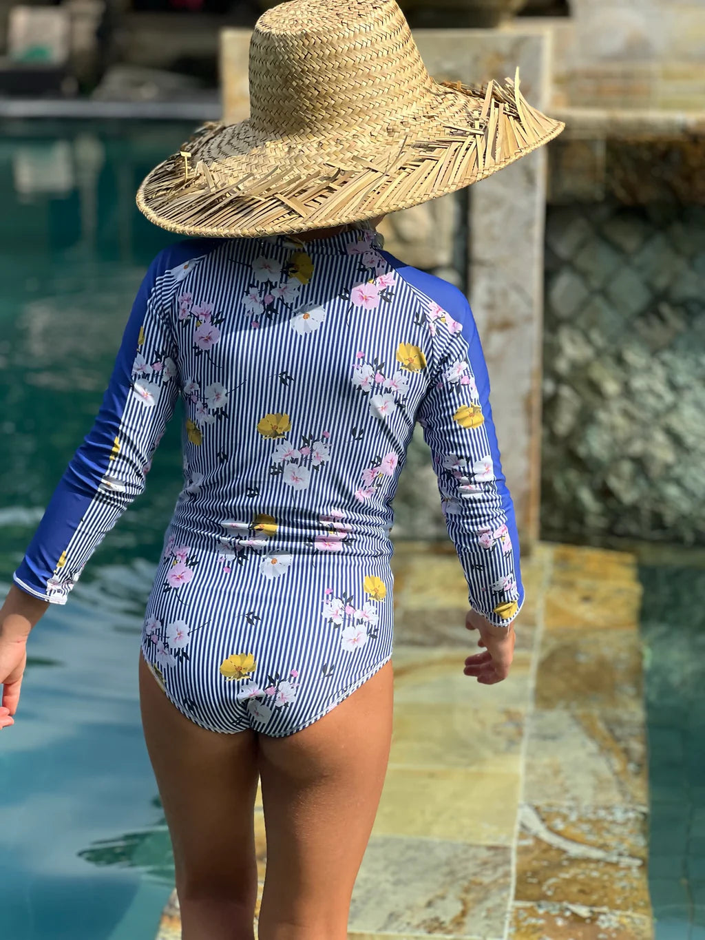 Falling Pansy Reversible LS Swimsuit