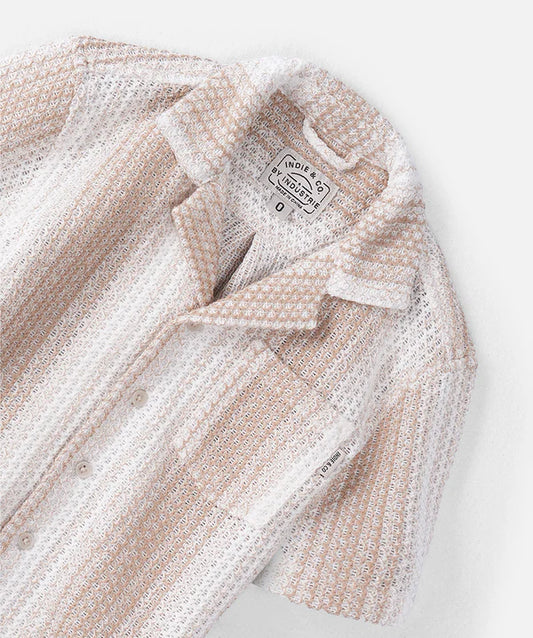 The Lagos s/s shirt - Mustard/White - Indie Kids