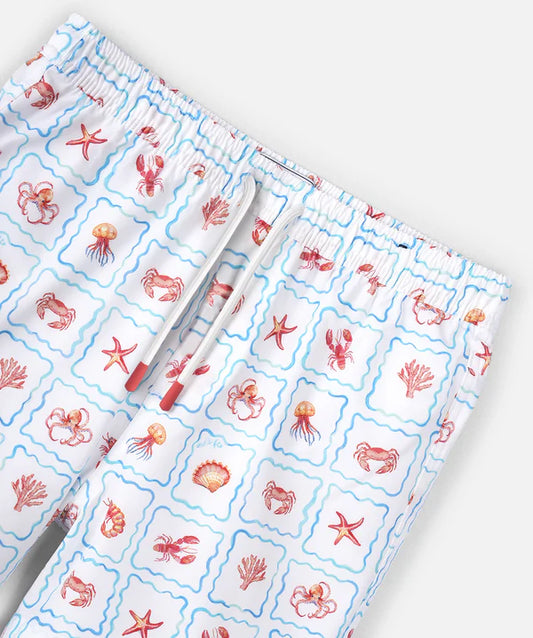 The Positano Swim Trunk Off White Orange