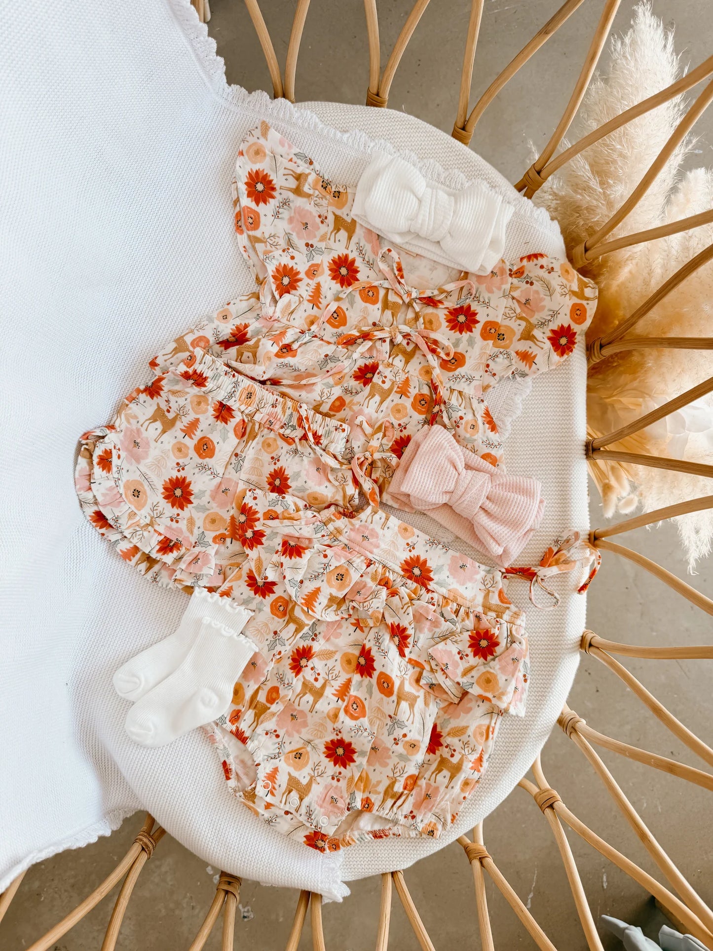 Festive Floral Flutter Sleeve Set