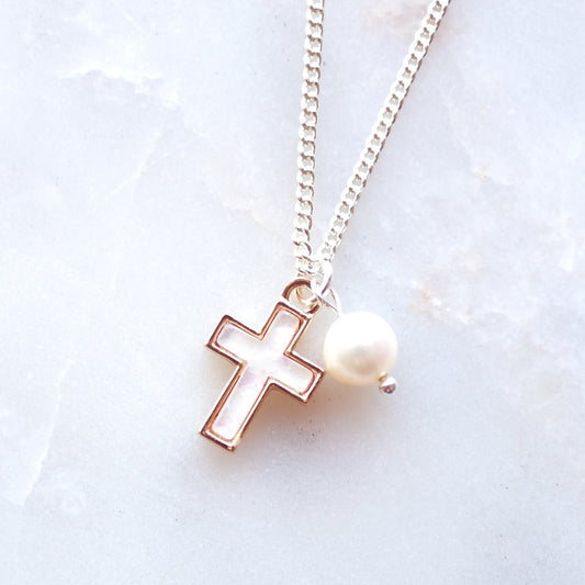 Lauren Hinkley - Cross Pendant Necklace with Fresh Water Pearl