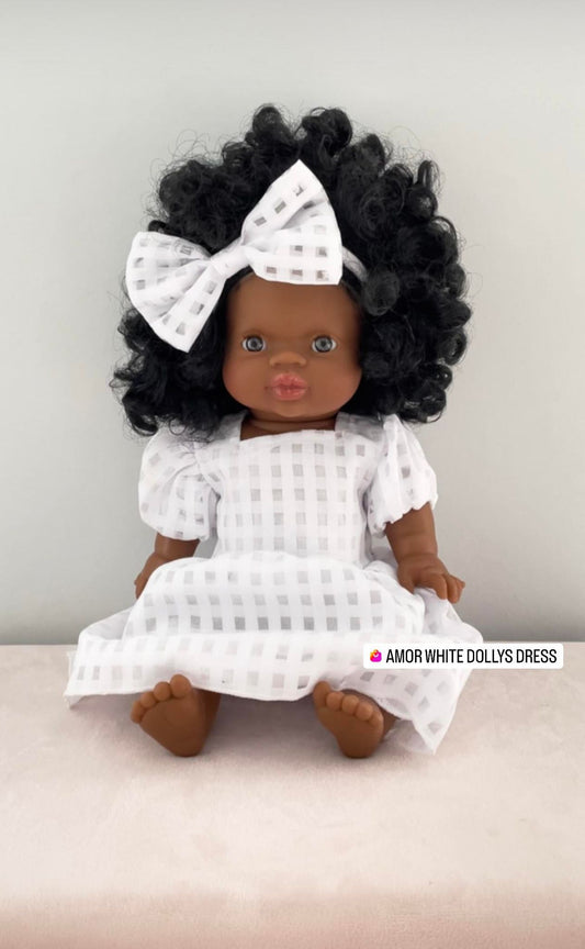 LITTLE LOCO AMOR WHITE DOLL DRESS