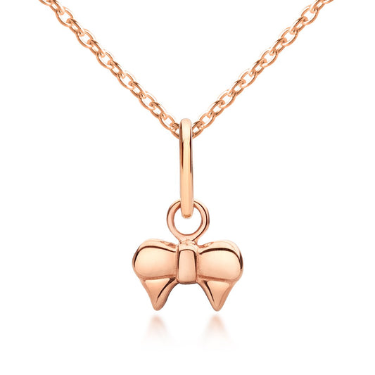 My Little Silver - Ribbon Bow Children's Pendant & Necklace - Rose Gold