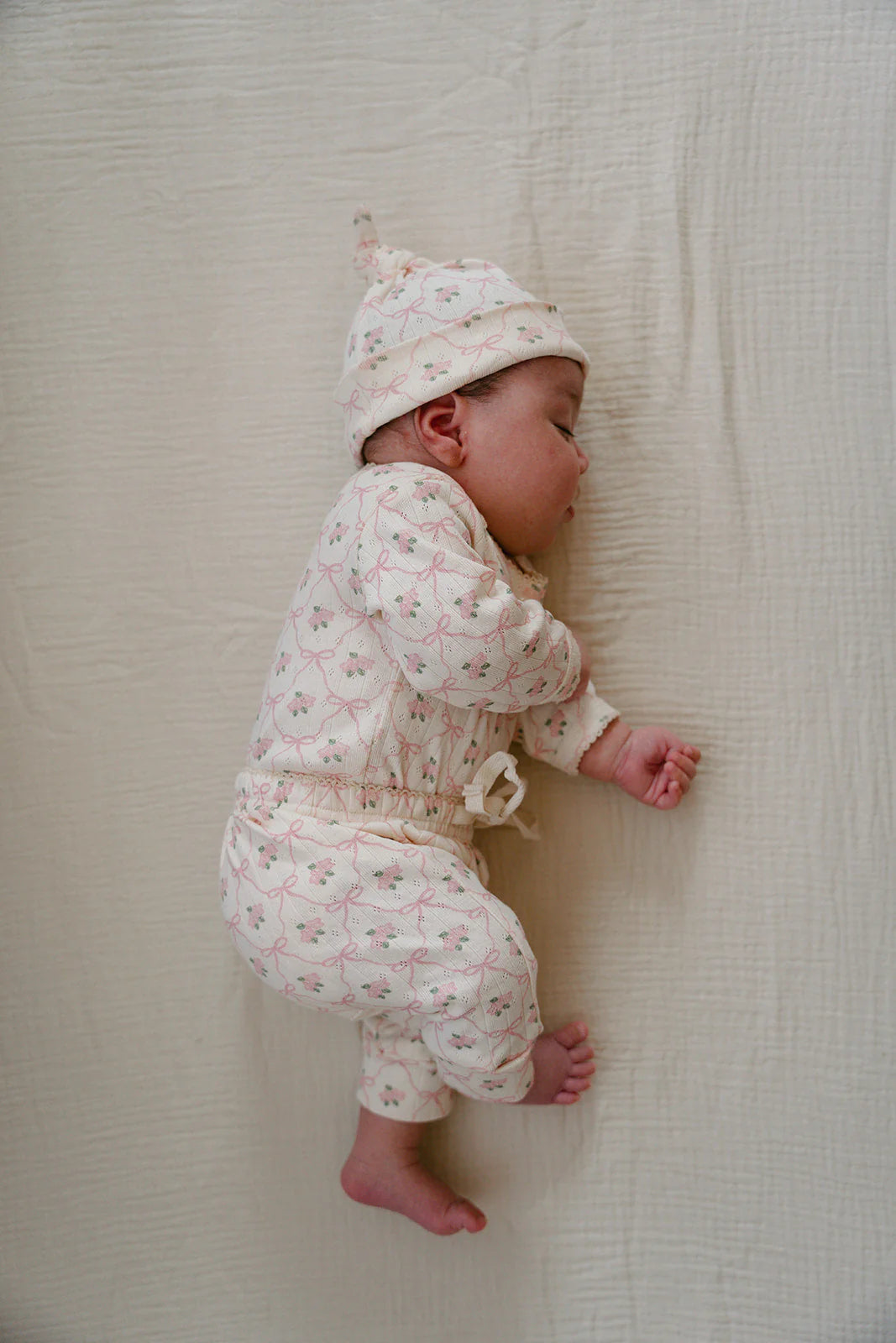 Élodie Pointelle Hat - Cream/Pink