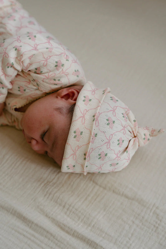 Élodie Pointelle Hat - Cream/Pink