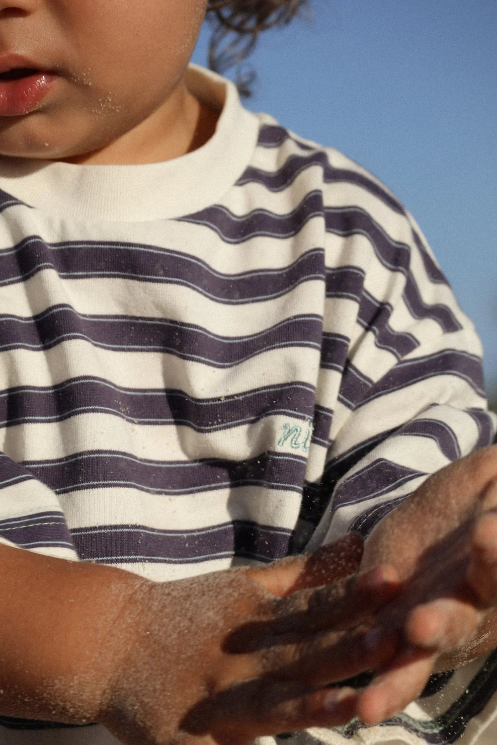 Nino Stripe Cotton Tee - Navy