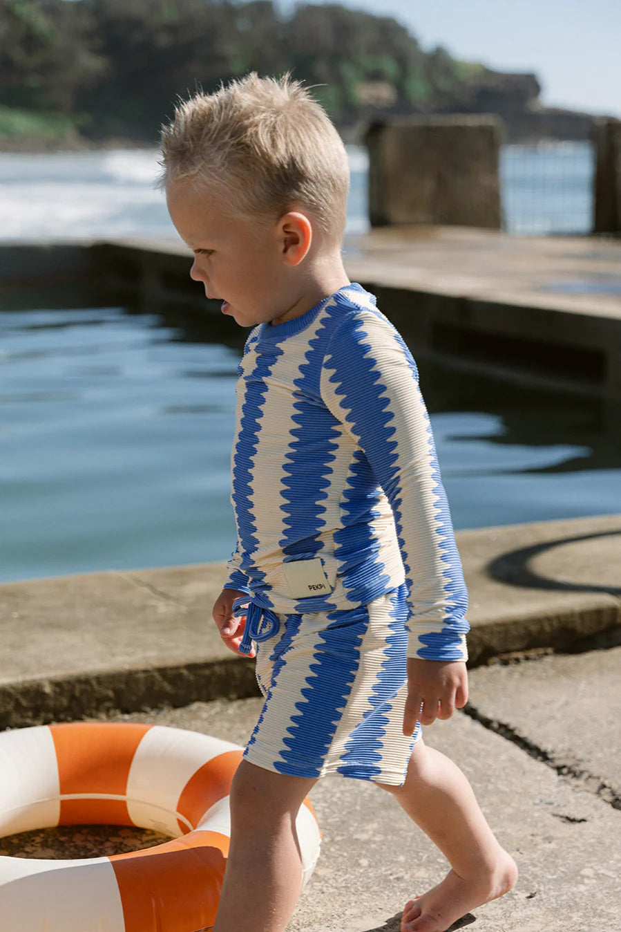 Boys Swim Shorts Ribbed - Blueberry Wobble