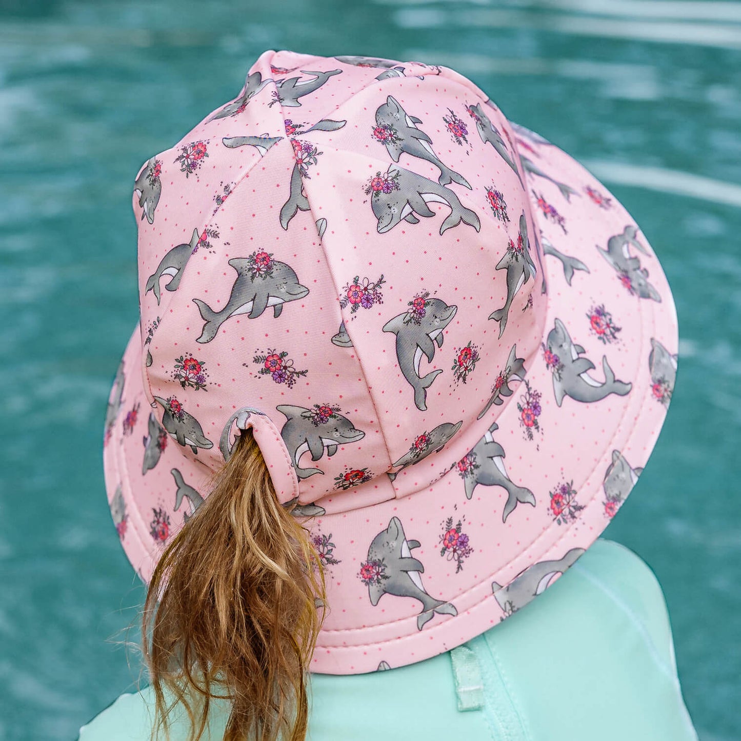 Ponytail Swim Bucket Beach Hat Dolphin