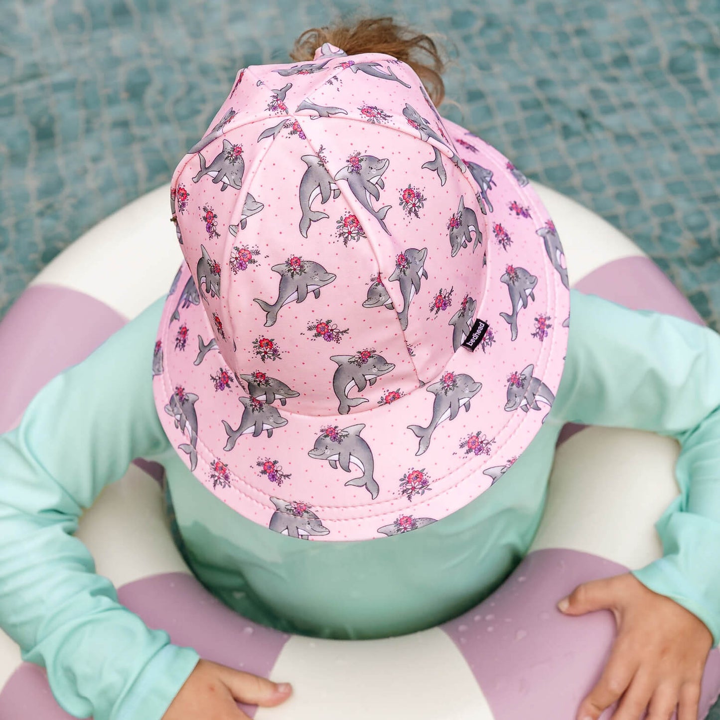 Ponytail Swim Bucket Beach Hat Dolphin