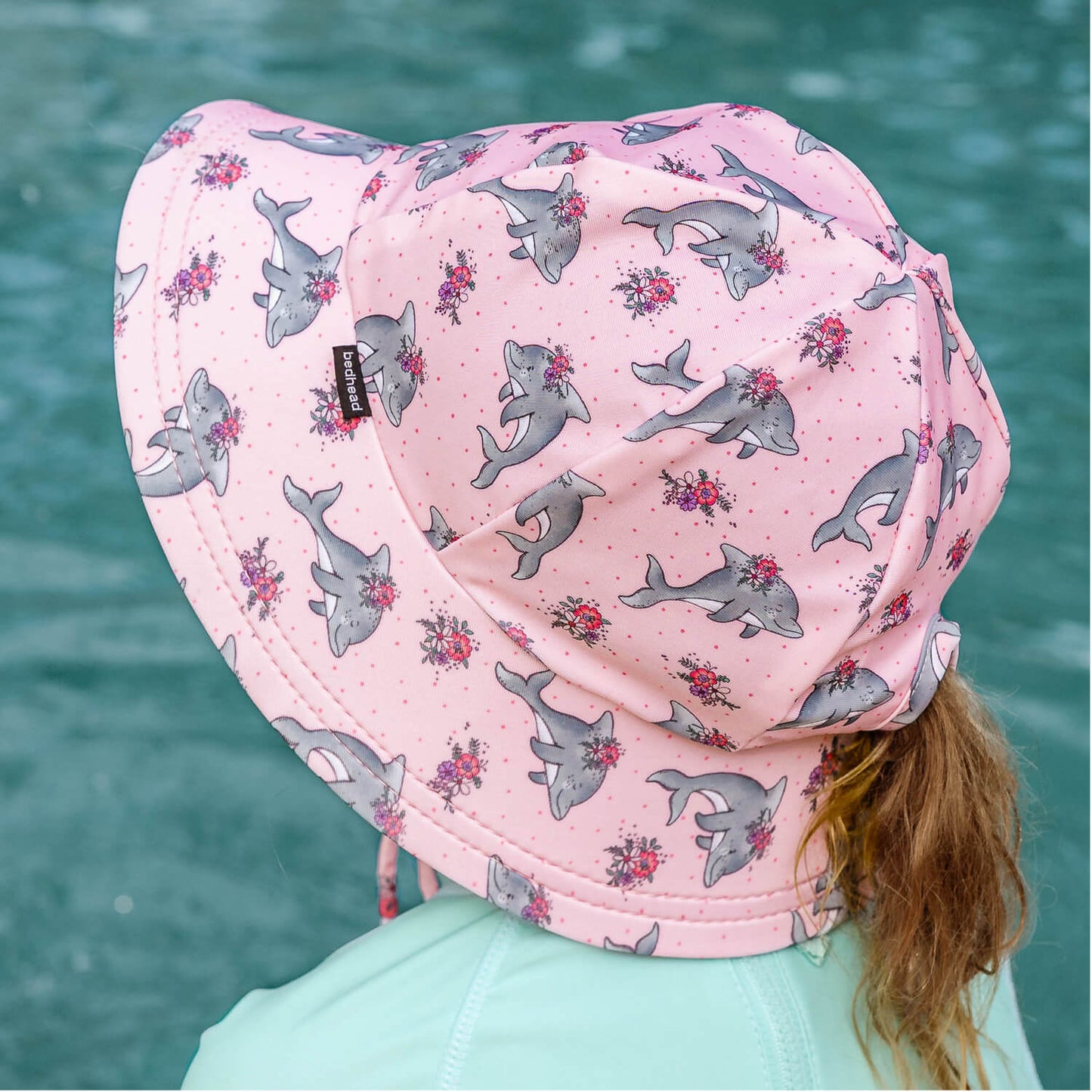 Ponytail Swim Bucket Beach Hat Dolphin
