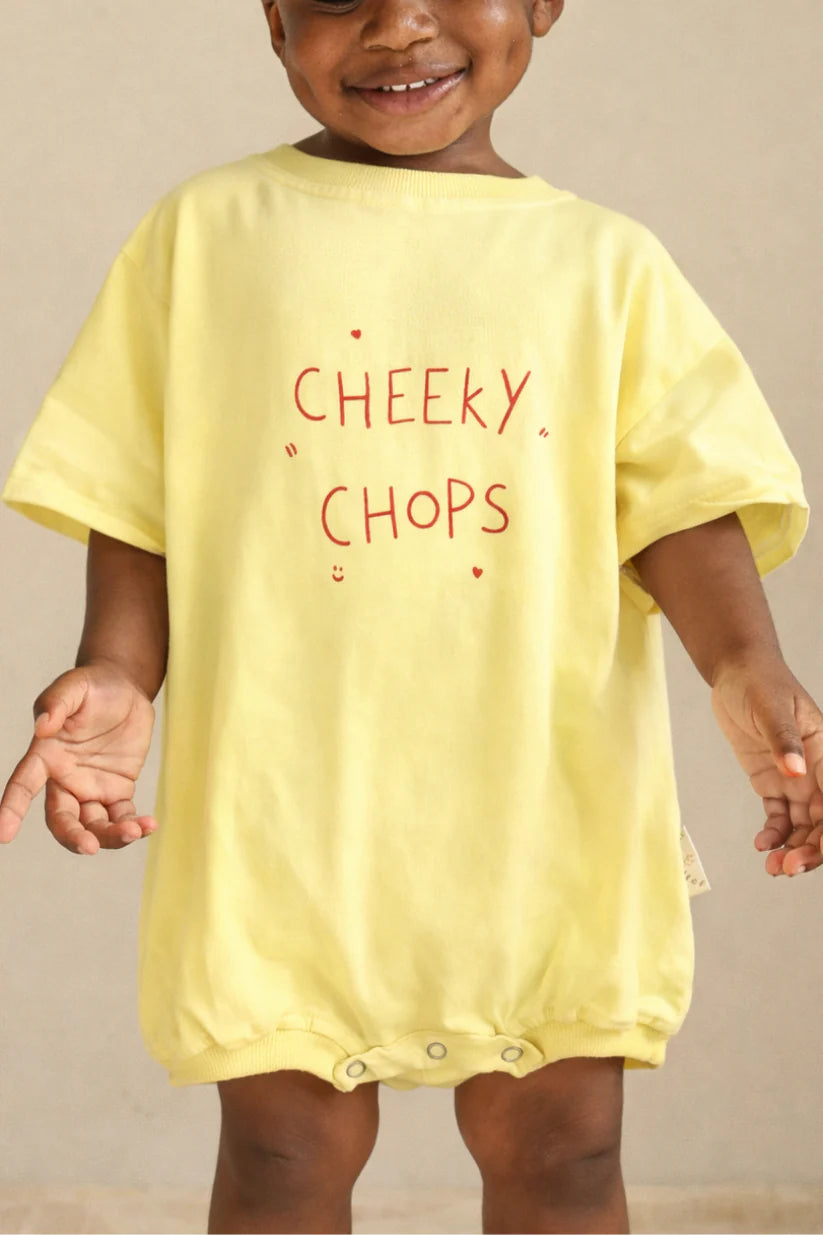 Cheeky Chops Oversized Romper ✿ Lemon