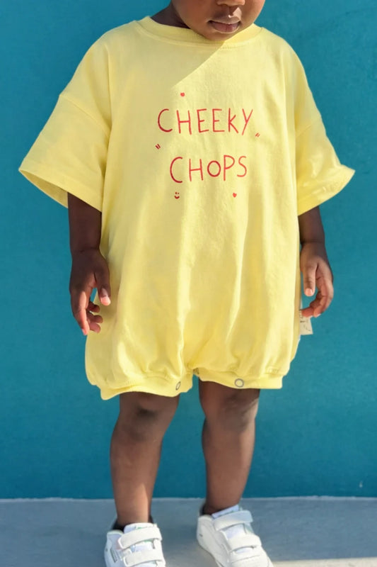 Cheeky Chops Oversized Romper ✿ Lemon