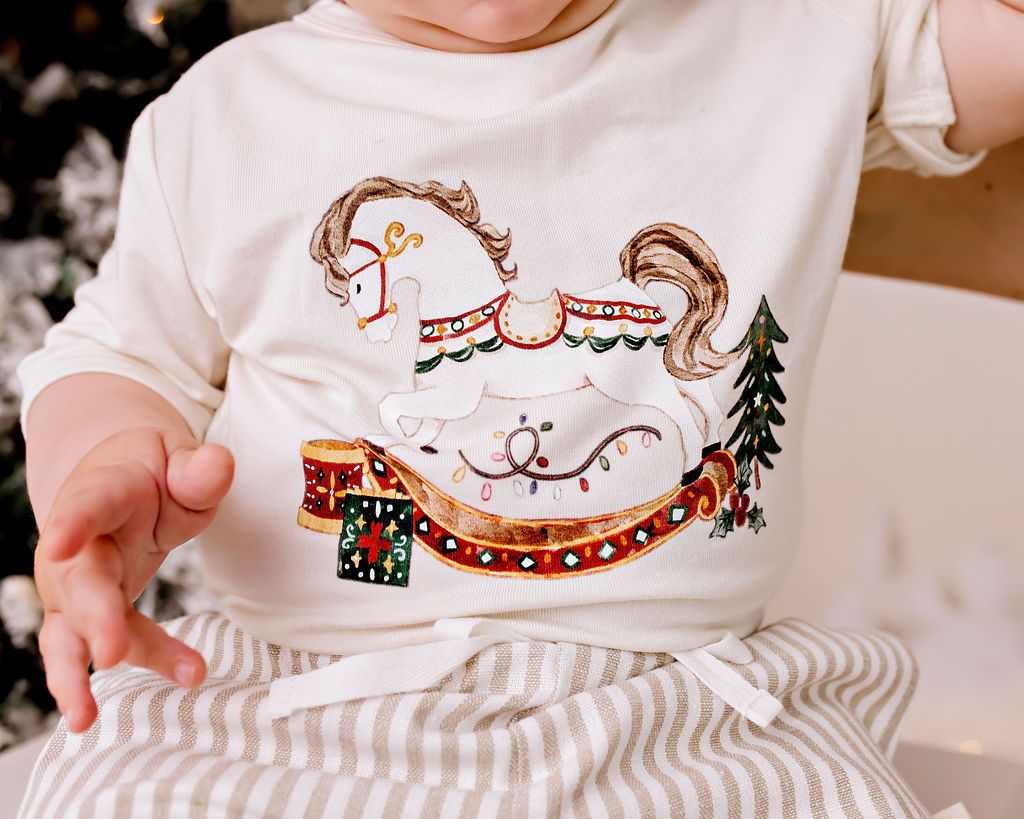 Confetti Kidz - Vintage Rocking Horse Tee - Eggnog