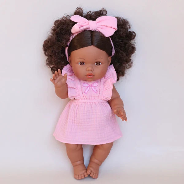 Petal pink dolls bow dress headwrap and Bloomers - 3 pce set