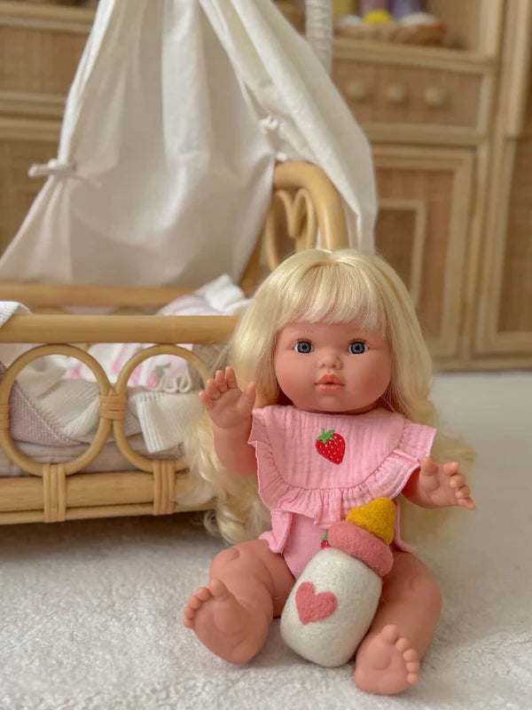 Cherry Frilled Bib & Diaper Doll Set 🍒