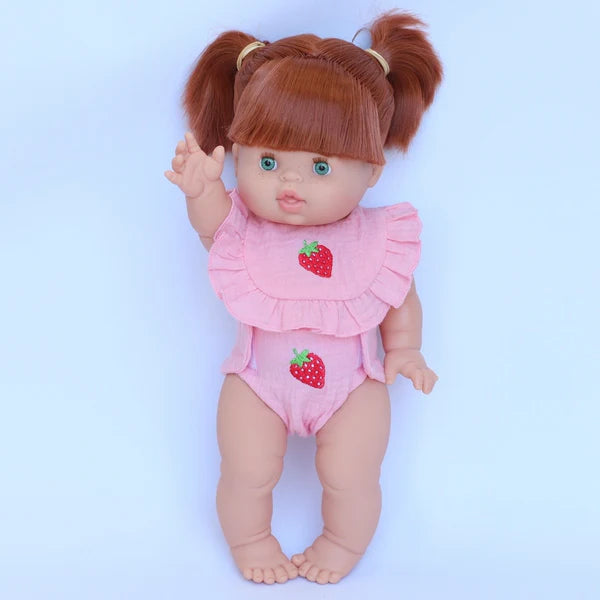 Cherry Frilled Bib & Diaper Doll Set 🍒