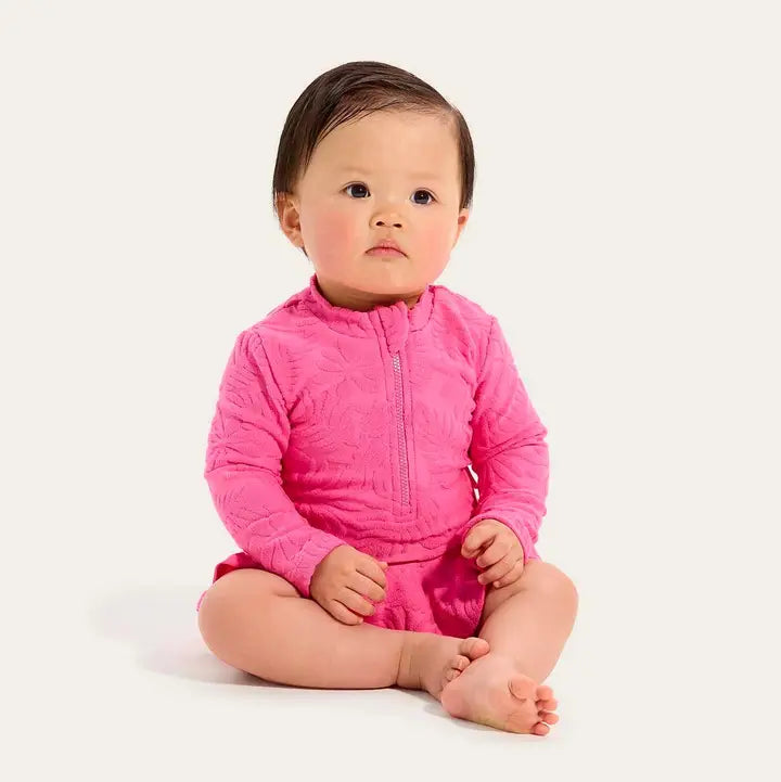 Terry Frill Sunsuit - Candy Pink