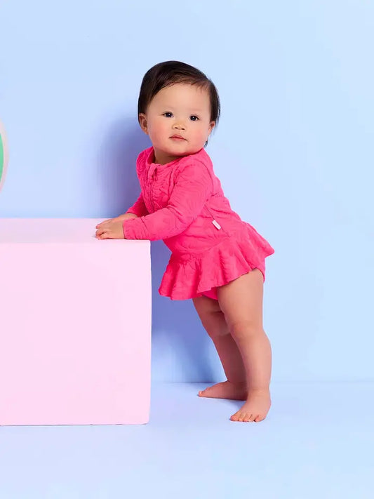 Terry Frill Sunsuit - Candy Pink