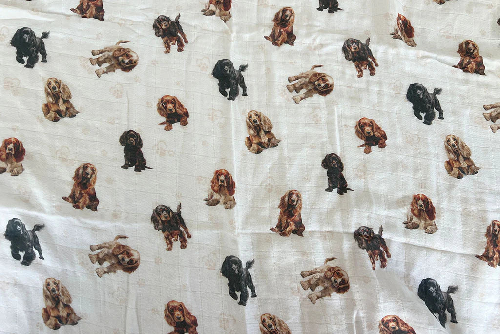 Smitten Bub Co - Cocker Spaniel Bamboo Cotton Muslin Wrap