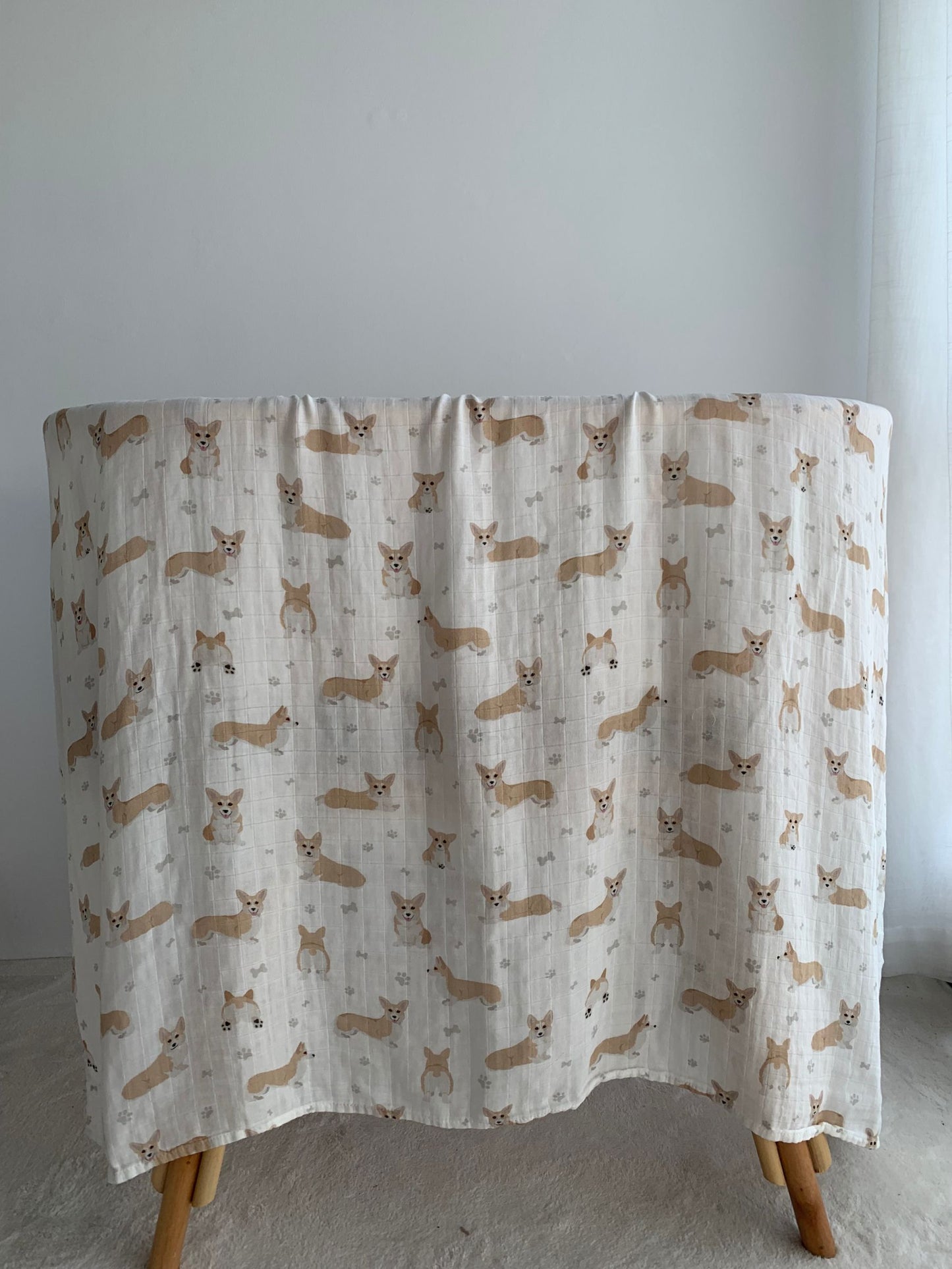 Smitten Bub Co - Corgis Bamboo Cotton Muslin Wrap