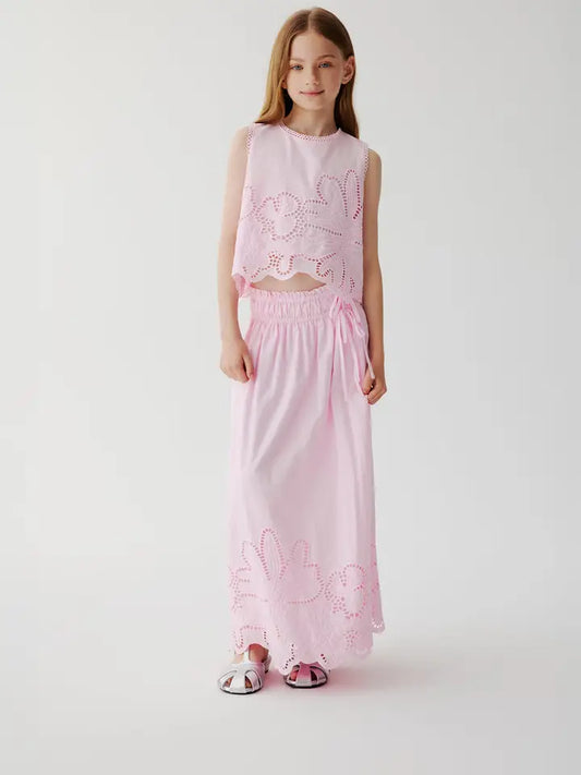 Chloe Eyelet Maxi Skirt - Pink