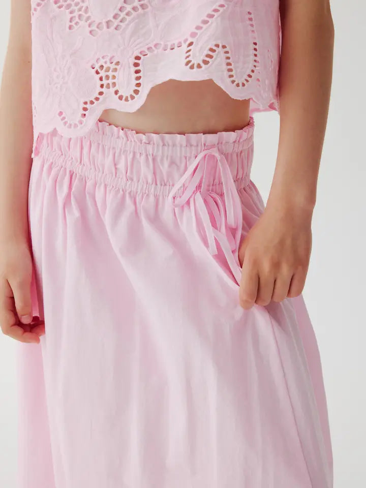 Chloe Eyelet Maxi Skirt - Pink