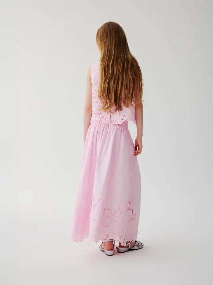 Chloe Eyelet Maxi Skirt - Pink