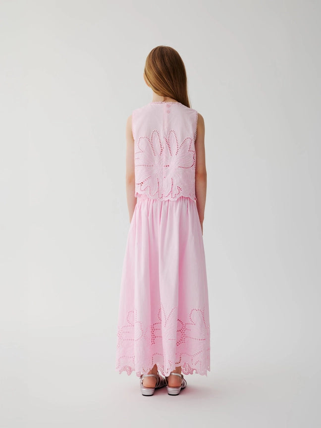 Chloe Eyelet Maxi Skirt - Pink