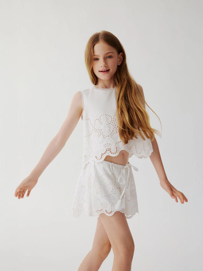 Chloe Eyelet Shorts - White