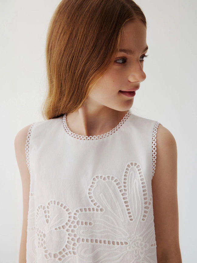 Chloe Eyelet Top - White