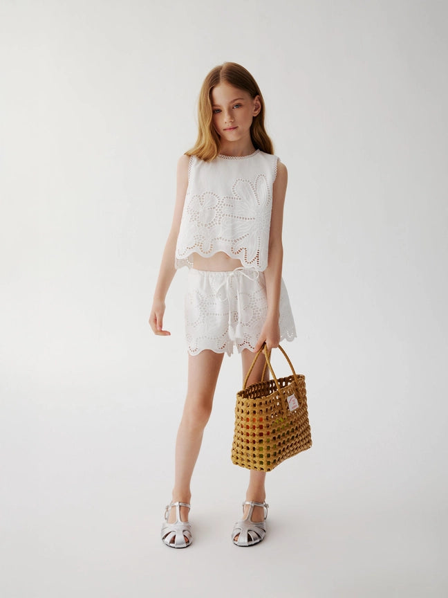 Chloe Eyelet Shorts - White