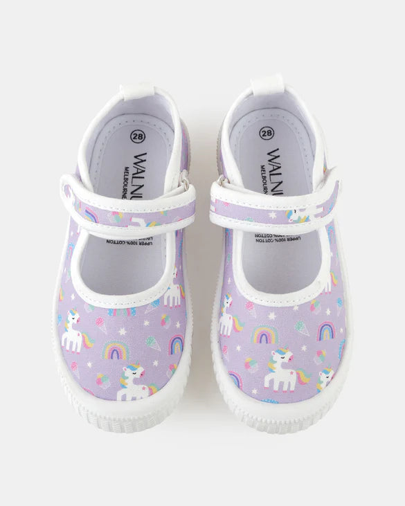 Walnut - Mary Jane Canvas Shoes - Unicorns