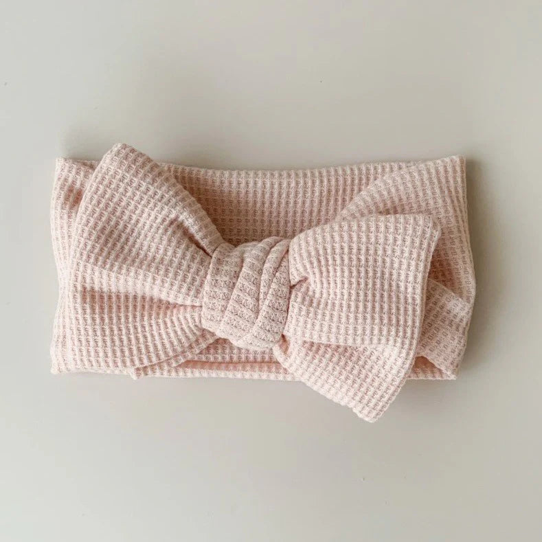 Chunky Waffle Bow Headband Beige